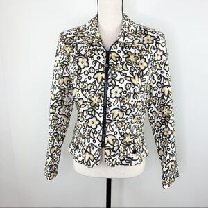 Anthracite by Muse Retro Mod Floral Front Zip Jacket NEW